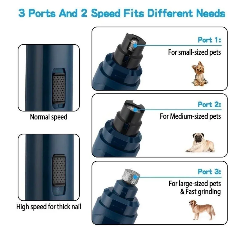 Pet Nail Grinder Professional 2 Speed Electric Rechargeable Painless On Paws